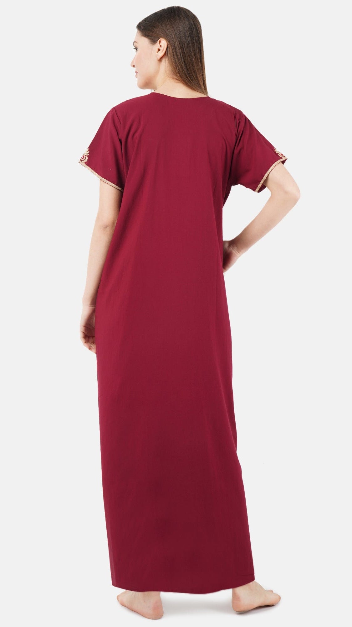 Creme Floral Embroidered  Nightgown Secondary image