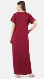 Creme Floral Embroidered  Nightgown