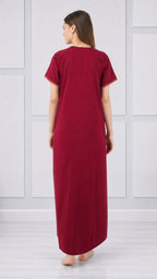 V-shaped Embroidery Night Gown