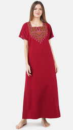 Resham Embroidery Night Gown