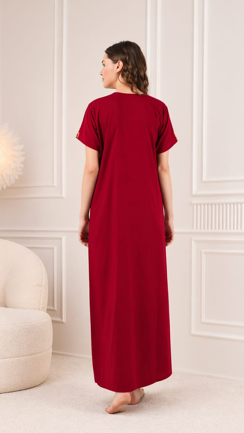 Cream Embroidery Night Gown