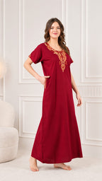 Cream Embroidery Night Gown