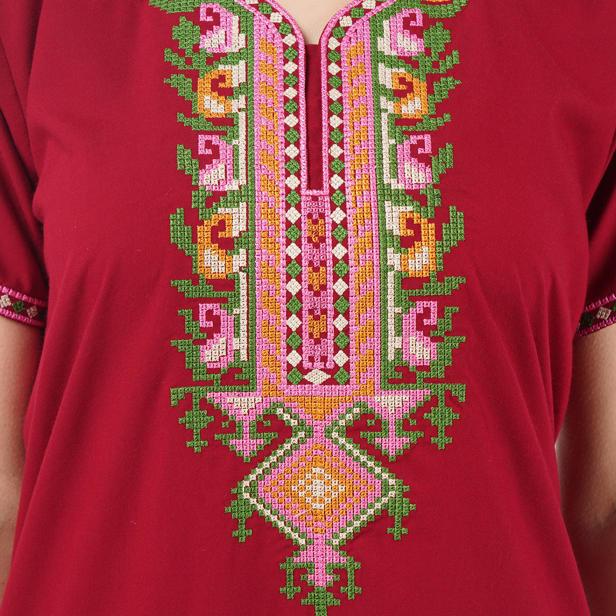 Crosswork Embroidered  Nightgown