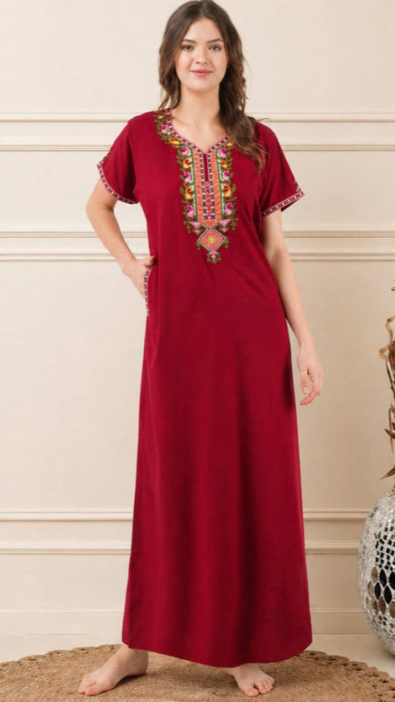 Crosswork Embroidered  Nightgown