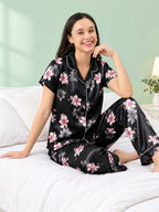 Satin Flower Print Nightsuit