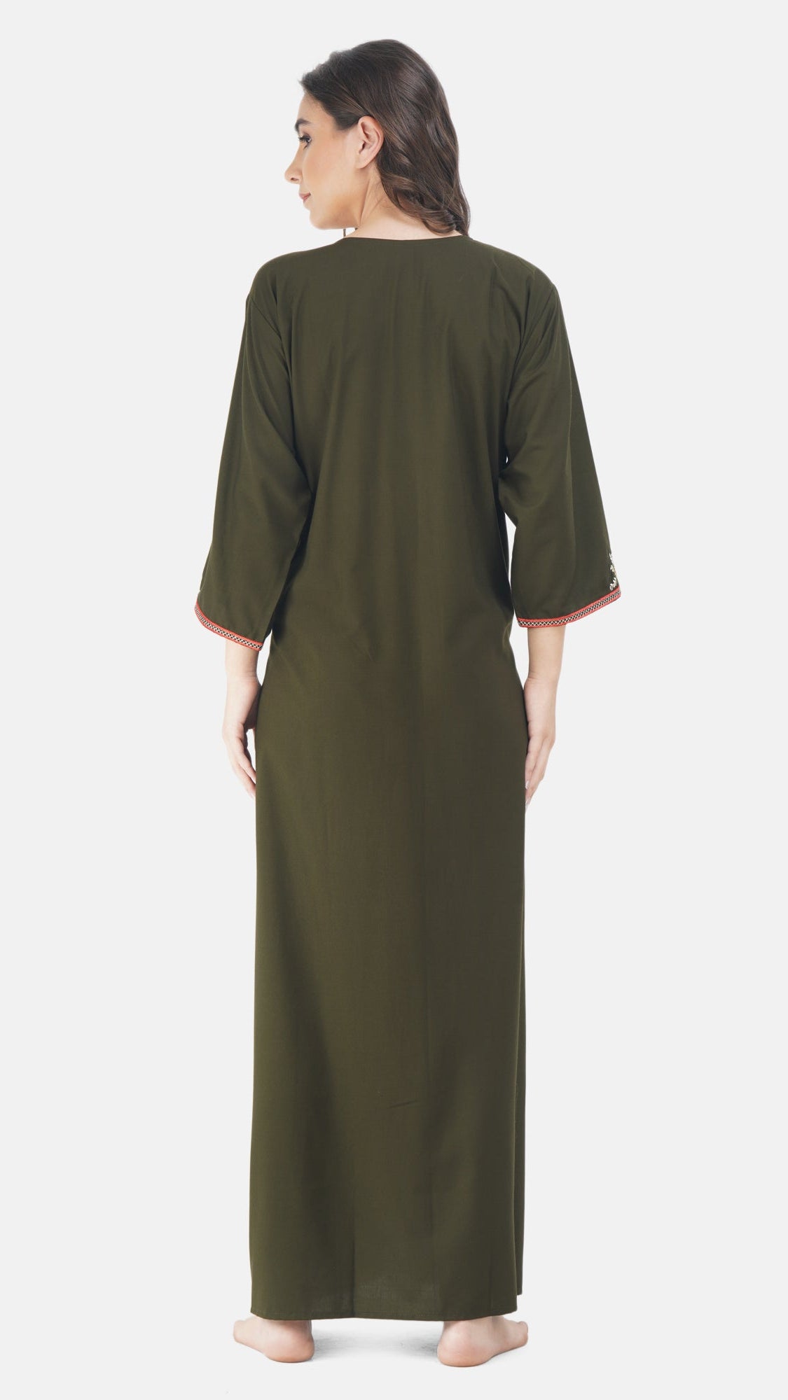 Nine Flowers Embroidery Night Gown