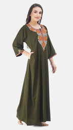 Nine Flowers Embroidery Night Gown