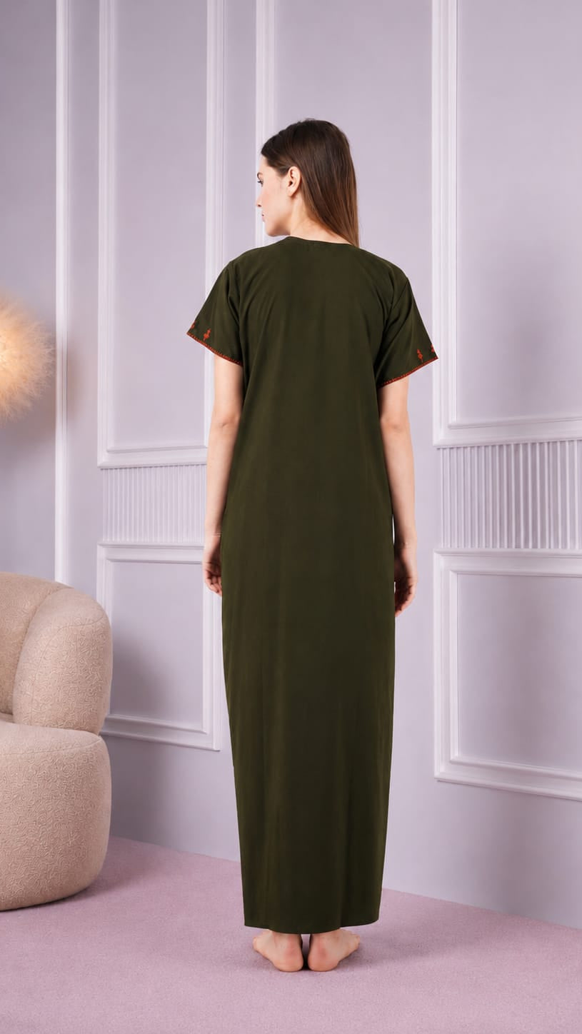 Resham Embroidery Night Gown