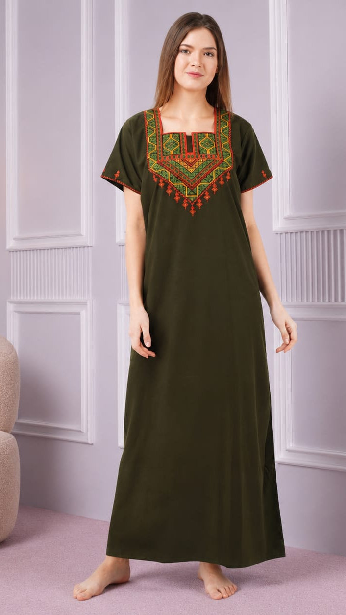 Resham Embroidery Night Gown