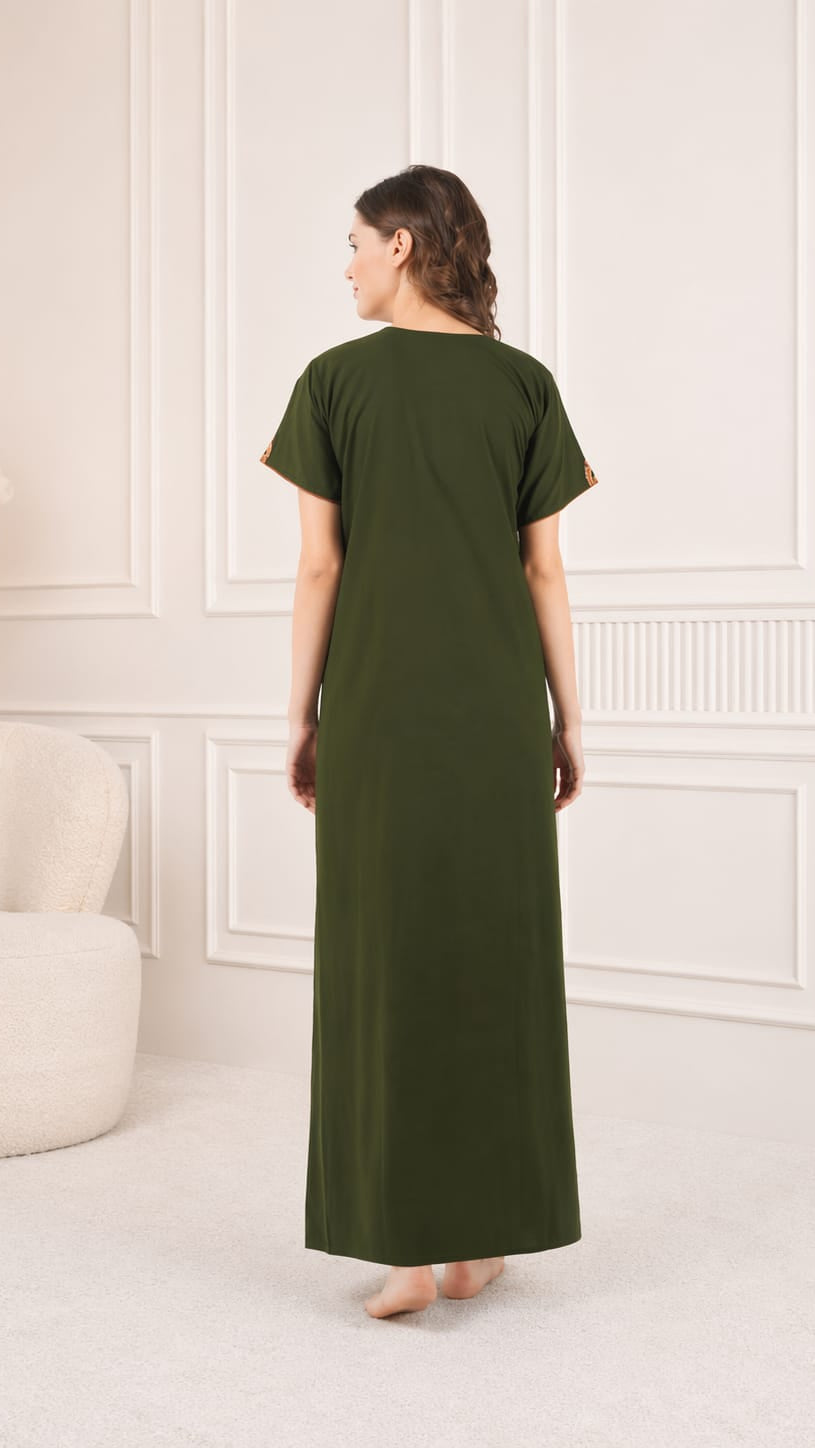 Cream Embroidery Night Gown