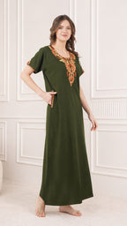 Cream Embroidery Night Gown
