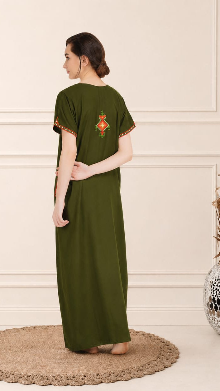 Crosswork Embroidered  Nightgown