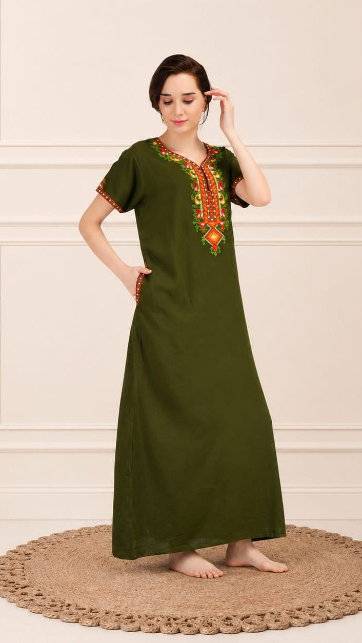 Crosswork Embroidered  Nightgown