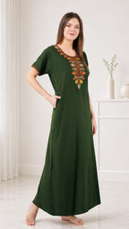 Multifloral Embroidery Night Gown