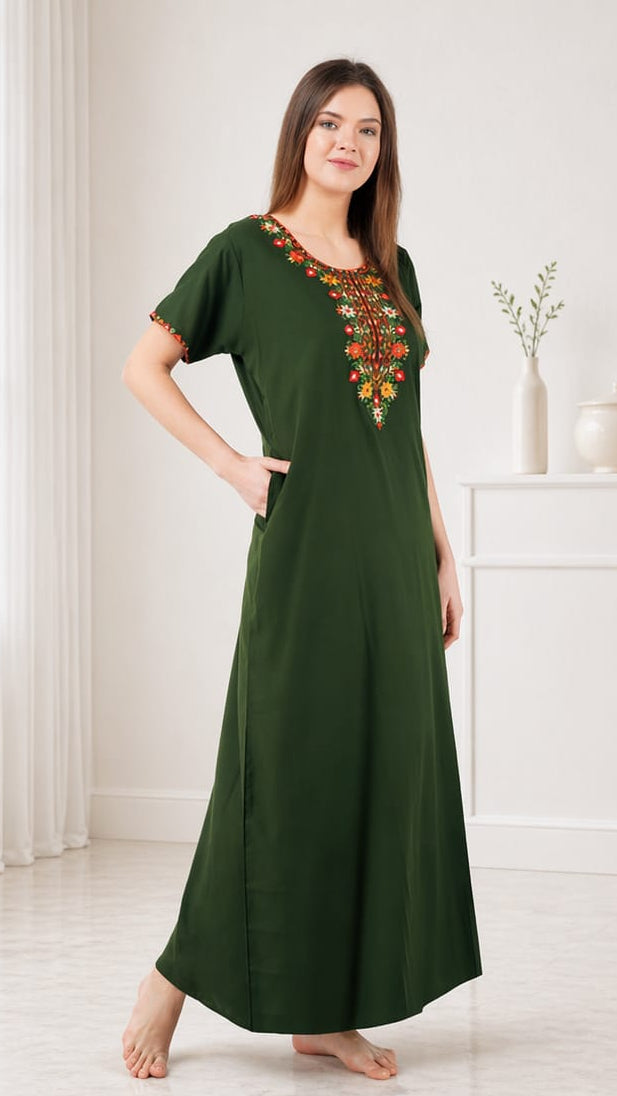 Multifloral Embroidery Night Gown