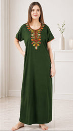 Multifloral Embroidery Night Gown