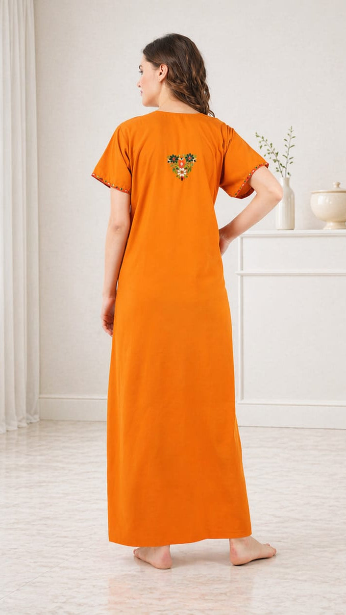 Multifloral Embroidery Night Gown