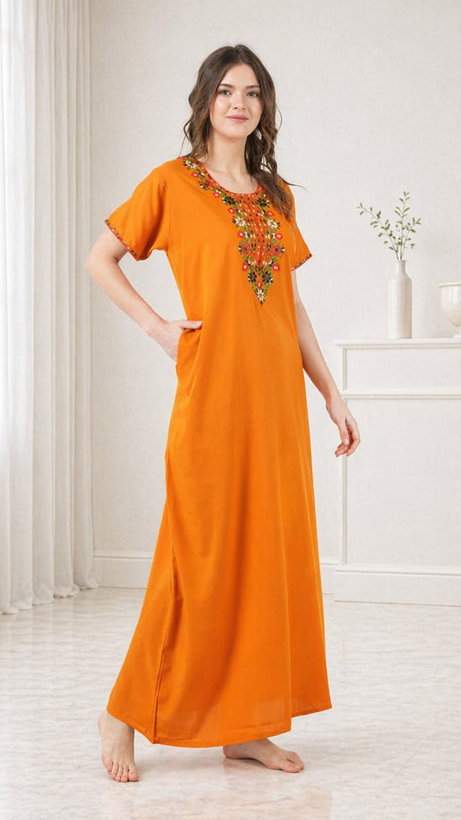 Multifloral Embroidery Night Gown