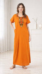 Multifloral Embroidery Night Gown