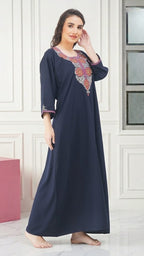 Nine Flowers Embroidery Night Gown