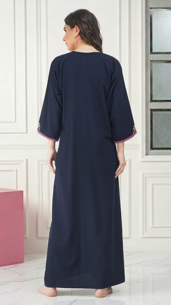 Nine Flowers Embroidery Night Gown