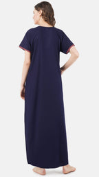 V-shaped Embroidery Night Gown