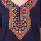 V-shaped Embroidery Night Gown