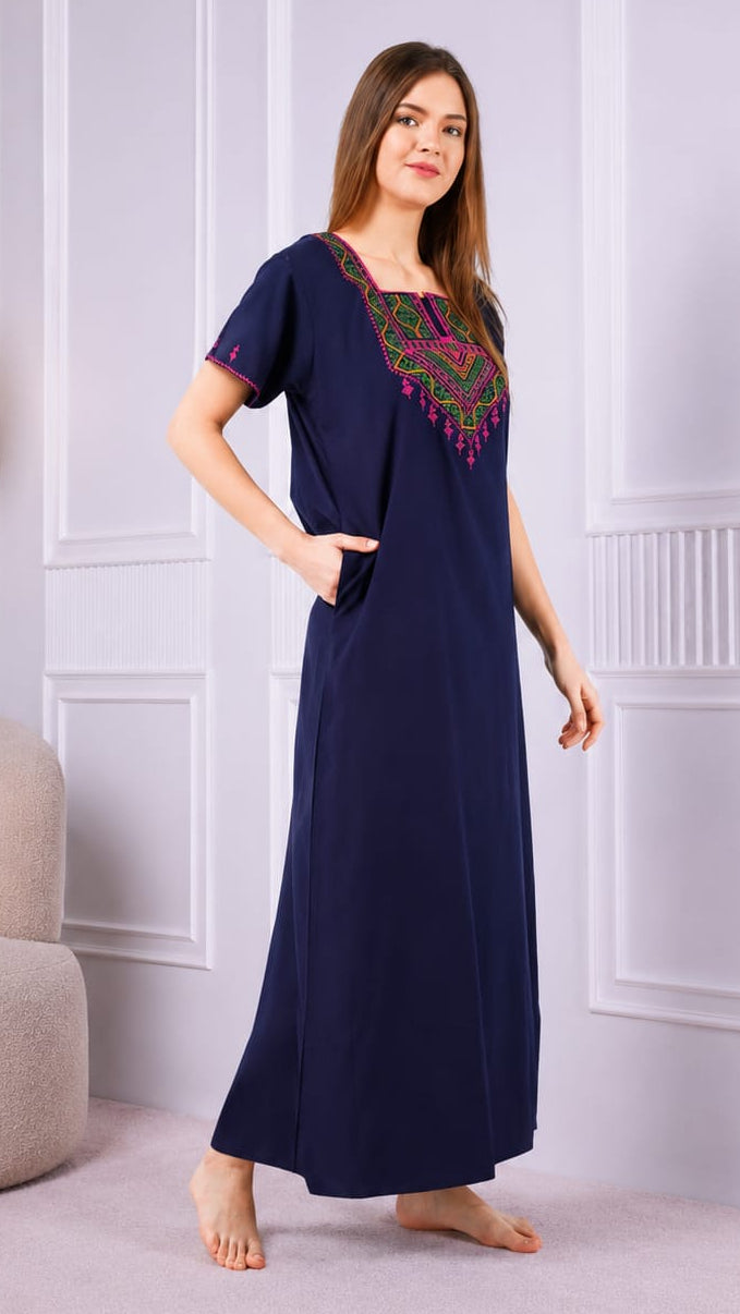 Resham Embroidery Night Gown