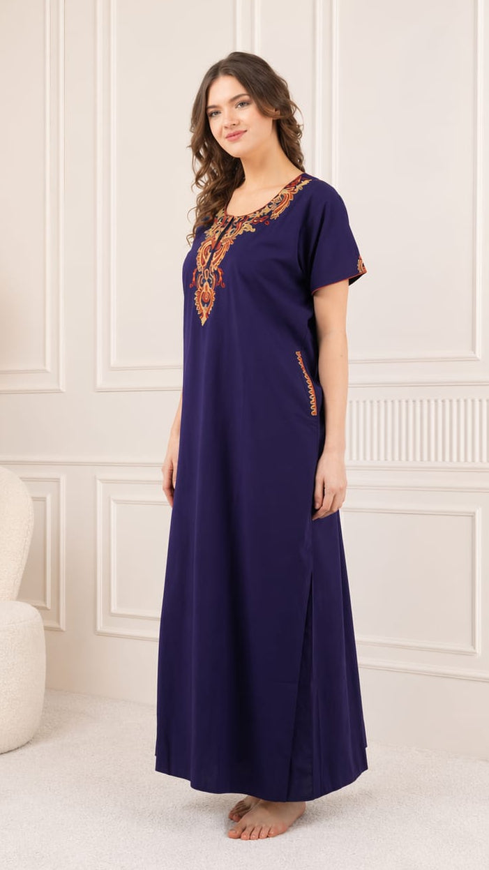 Cream Embroidery Night Gown