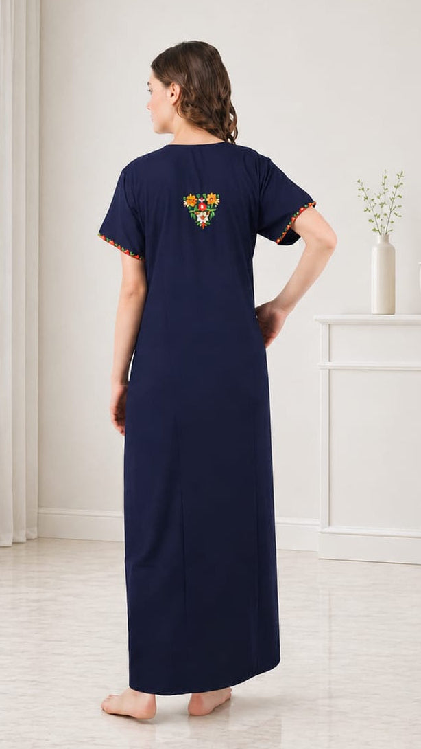 Multifloral Embroidery Night Gown