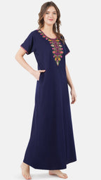 Multifloral Embroidery Night Gown
