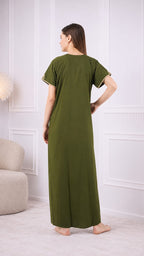 Creme Floral Embroidered  Nightgown