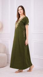 Creme Floral Embroidered  Nightgown