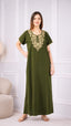 Creme Floral Embroidered  Nightgown