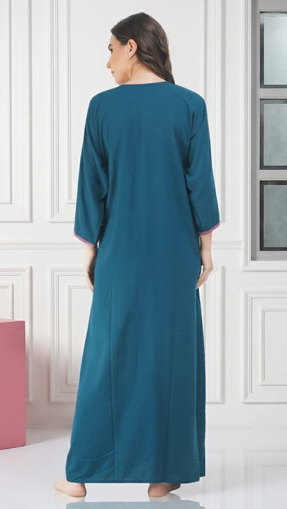 Nine Flowers Embroidery Night Gown