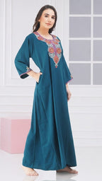 Nine Flowers Embroidery Night Gown