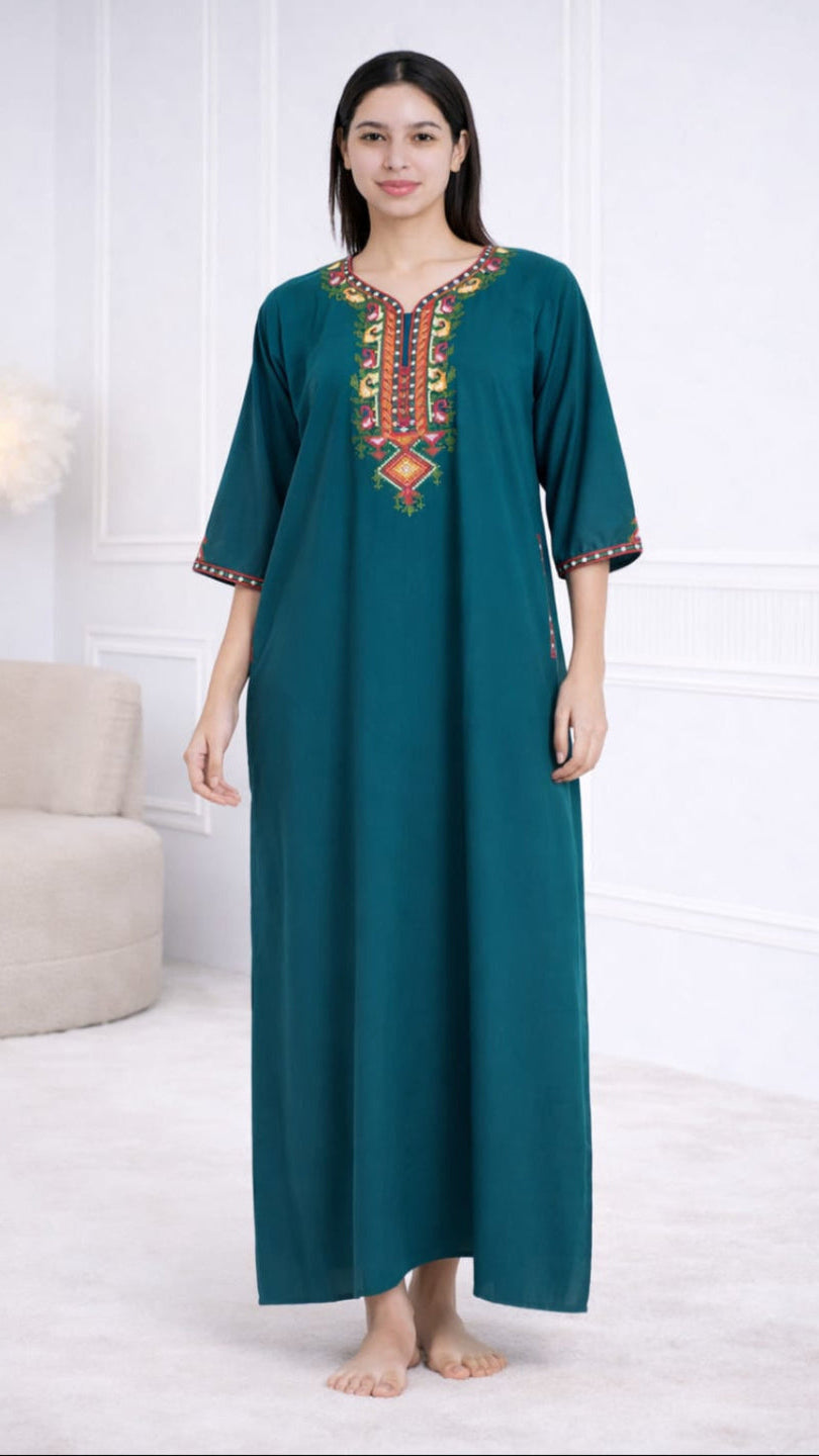 Premium  Embroidery Full Sleeve Night Gown Main image