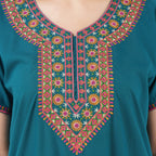 V-shaped Embroidery Night Gown