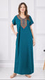 V-shaped Embroidery Night Gown
