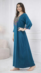 Resham Embroidery Full Sleeve Night Gown