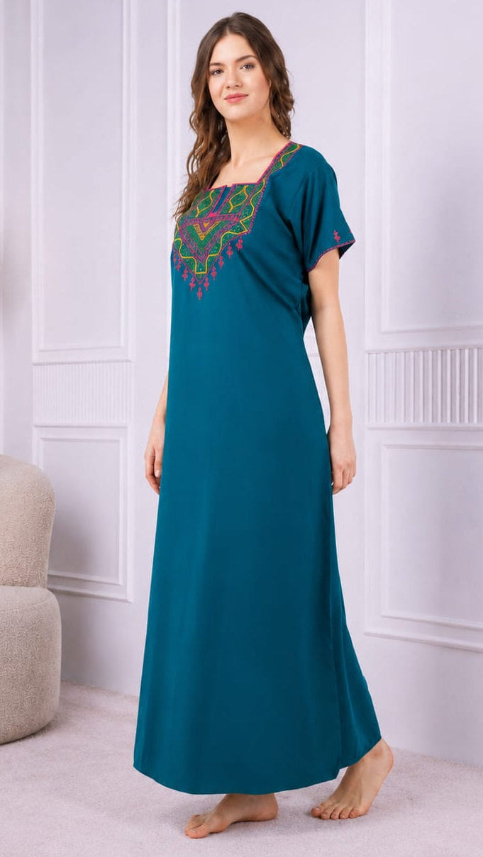 Resham Embroidery Night Gown