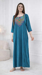 Resham Embroidery Full Sleeve Night Gown