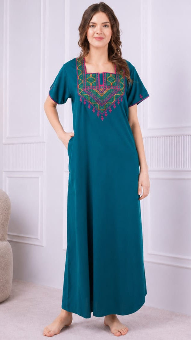Resham Embroidery Night Gown