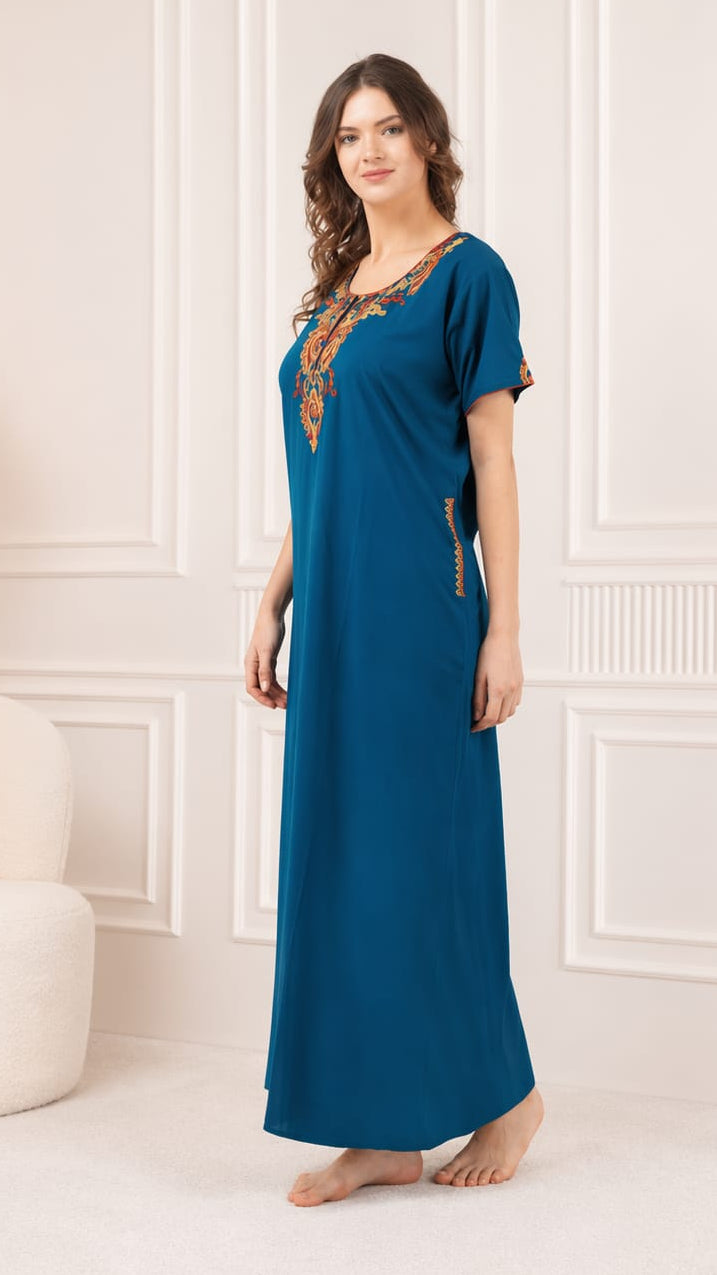Cream Embroidery Night Gown