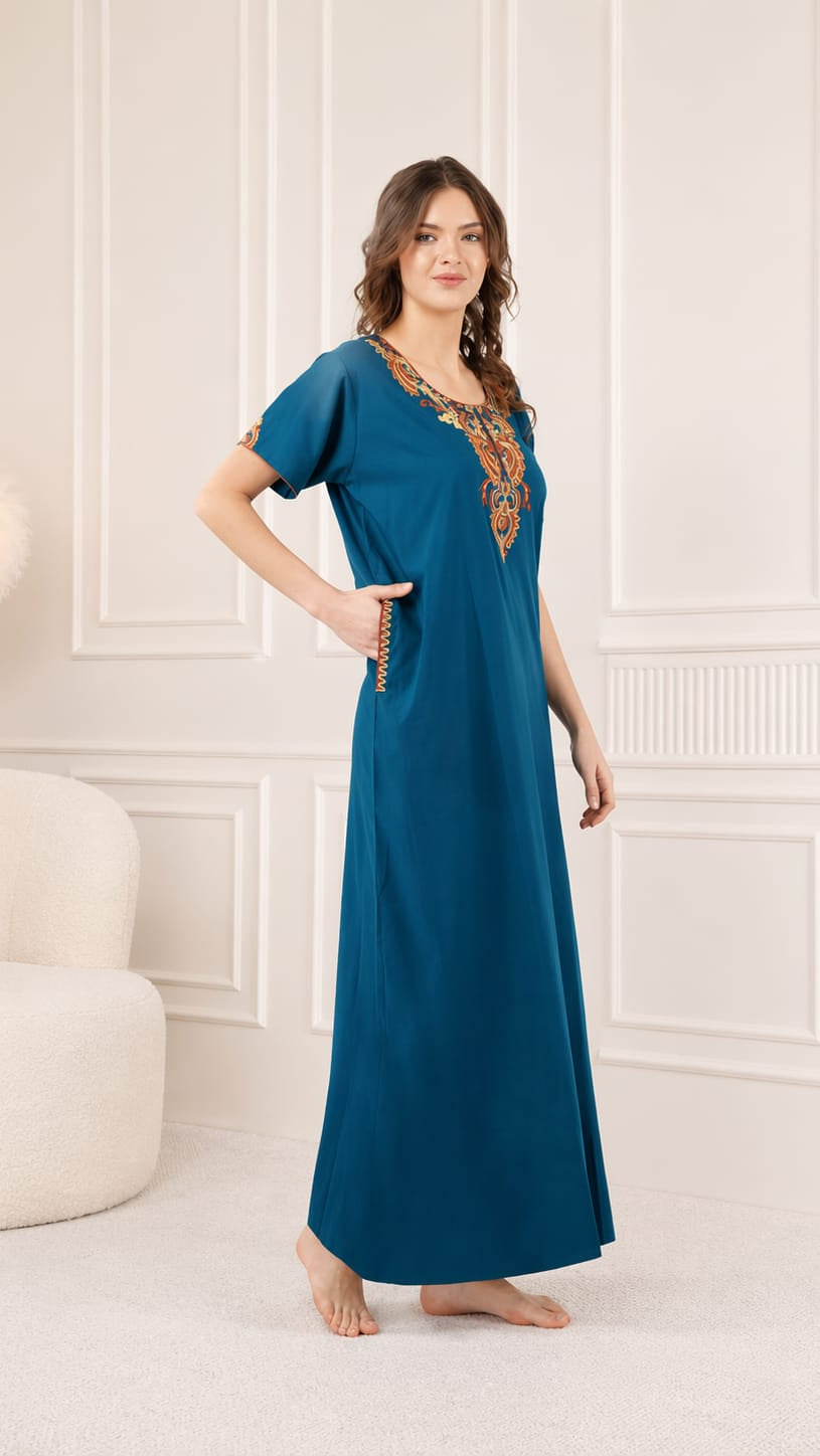 Cream Embroidery Night Gown