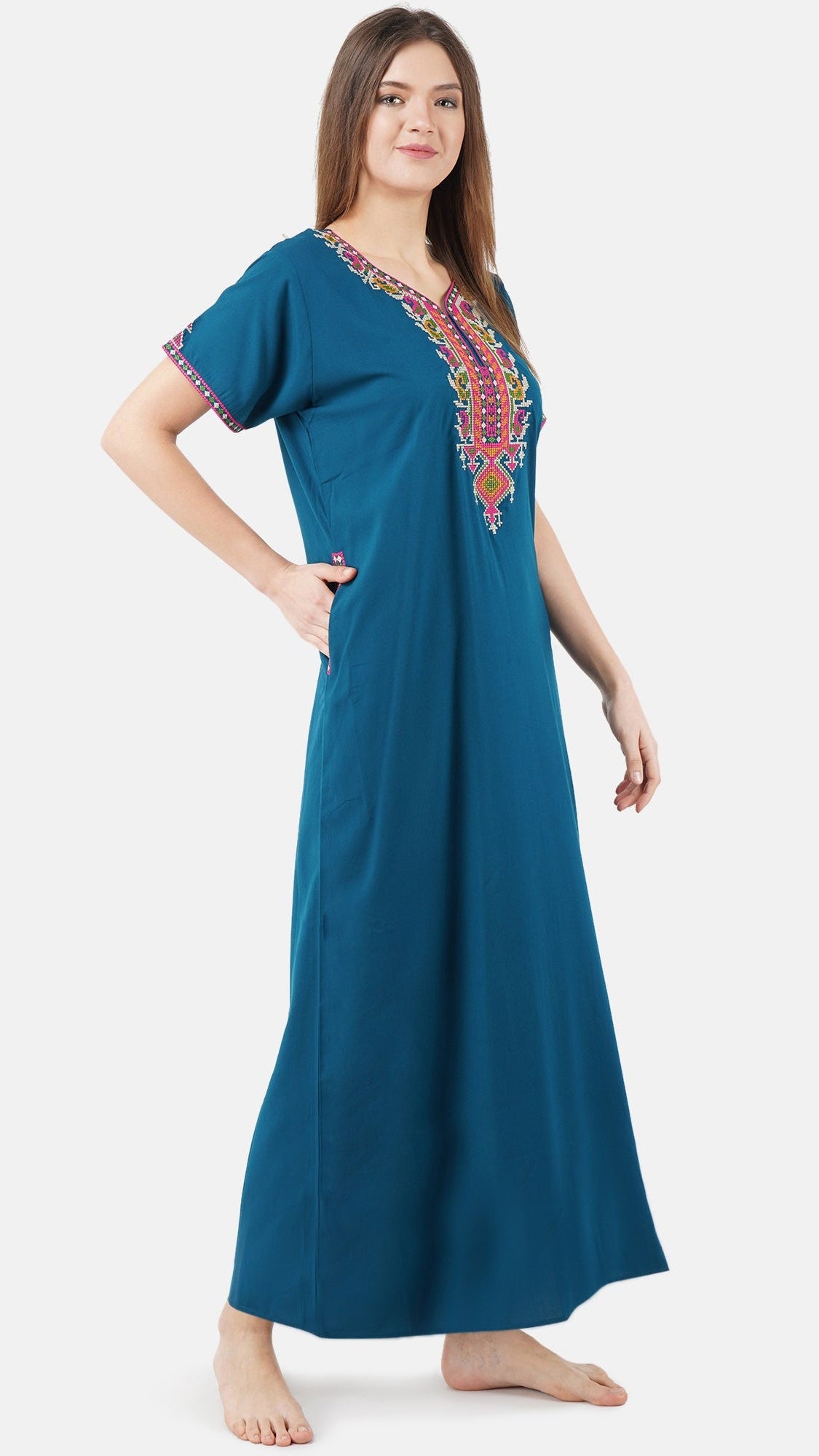 Crosswork Embroidered  Nightgown