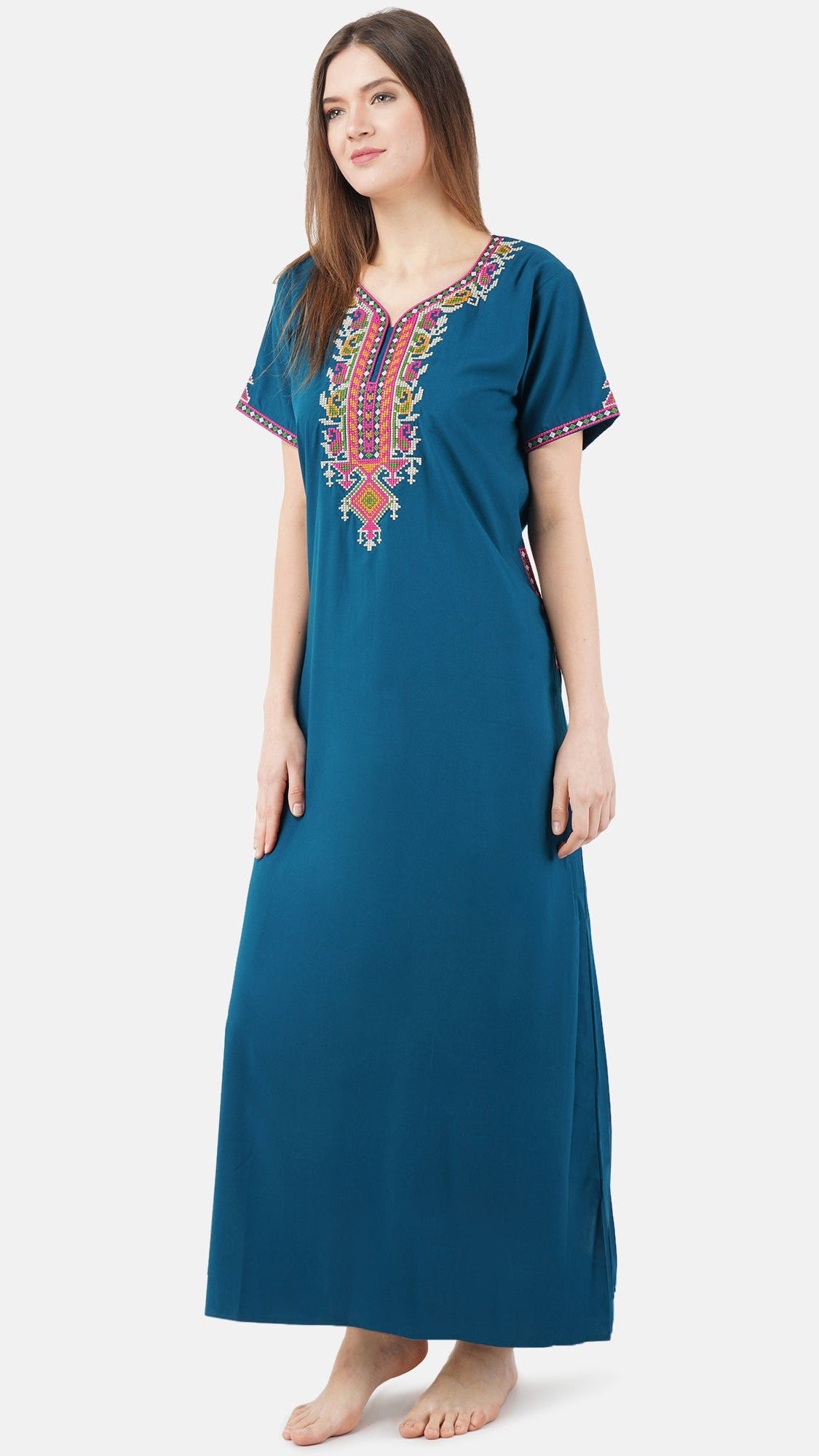 Crosswork Embroidered  Nightgown