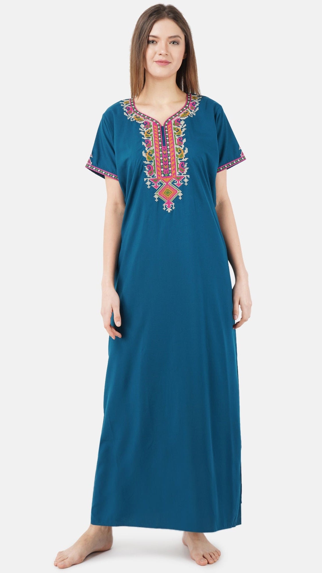 Crosswork Embroidered  Nightgown