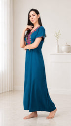 Multifloral Embroidery Night Gown