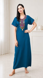 Multifloral Embroidery Night Gown